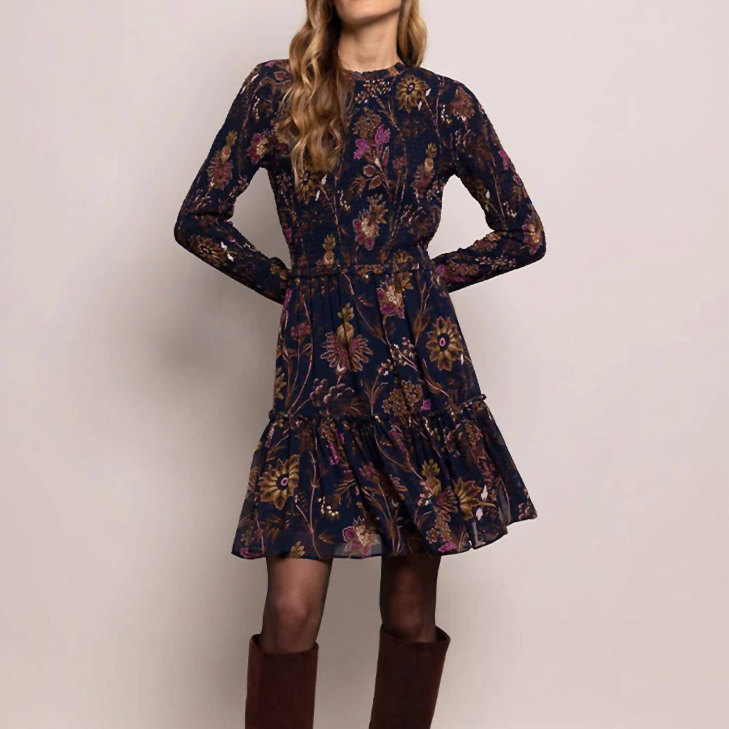 Cara Cara - Viola Floral Smocked Minidress - blue - clothing - collection:vacationdresses(Auto)