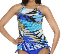 Caribbean Joe - High Neck Tankini Top - bikinis - blue - clothing