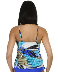 Caribbean Joe - High Neck Tankini Top - bikinis - blue - clothing