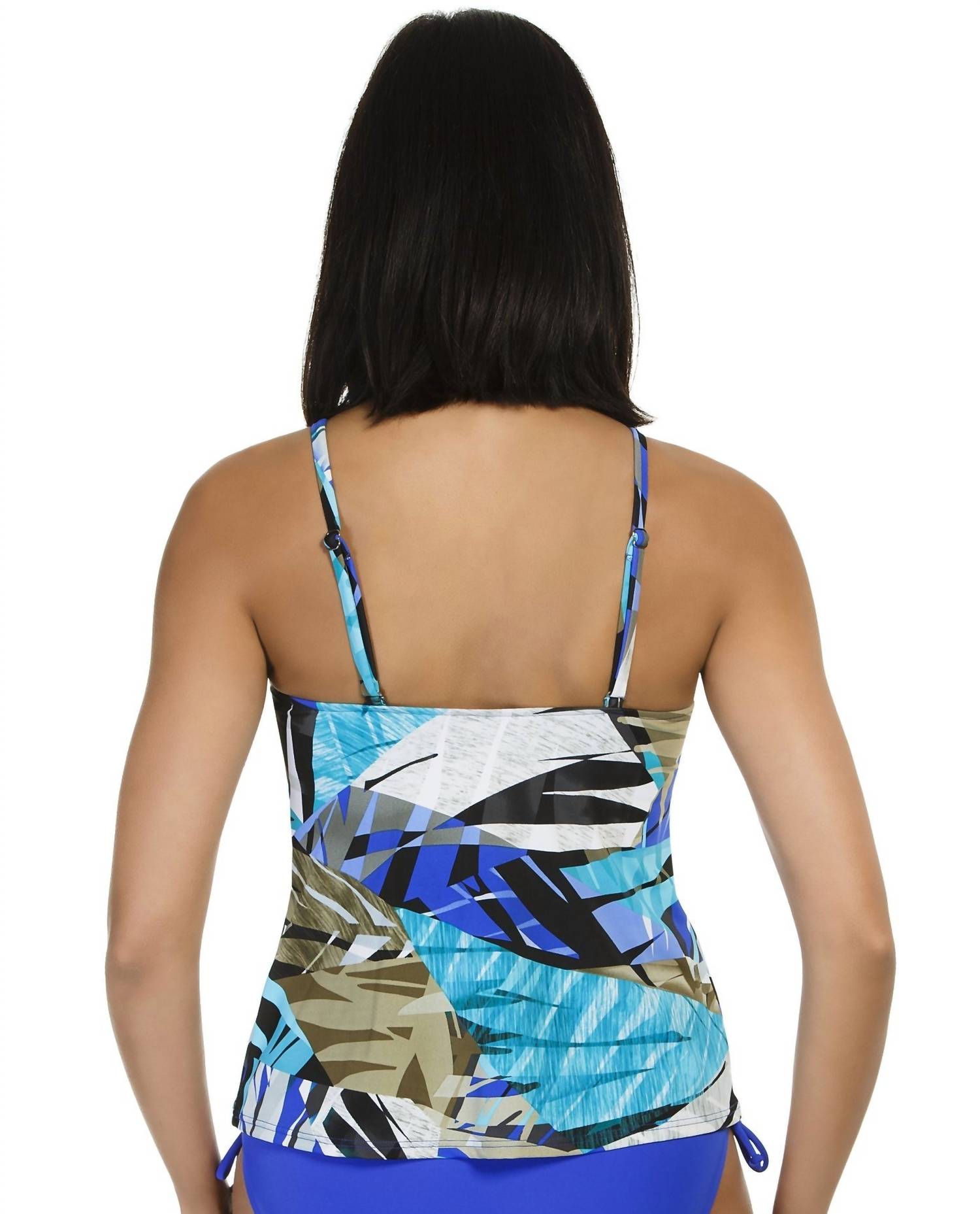 Caribbean Joe - High Neck Tankini Top - bikinis - blue - clothing