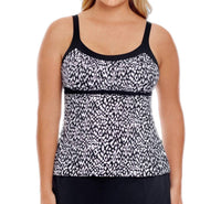 Caribbean Joe - Native Beat Empire Tankini Top - Plus - bikinis - black - clothing