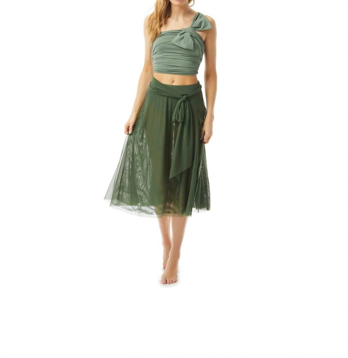 Carmen Marc Valvo - Bowline Mesh Swing Skirt
