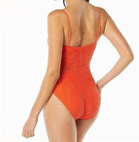 Carmen Marc Valvo - Crochet One Piece Swimsuit - clothing - one - pieces - orange
