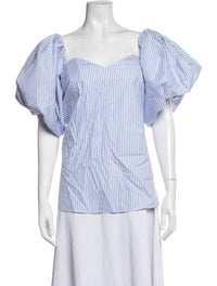 Caroline Constas - Women's Stripe Puffed Sleeve Blouse