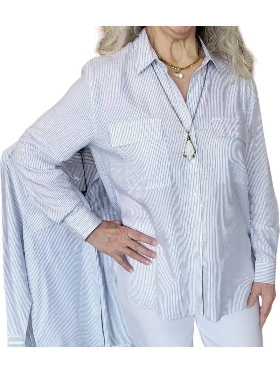 Carre Noir - Striped Button Down Shirt - button - down - shirts - clothing - shirts