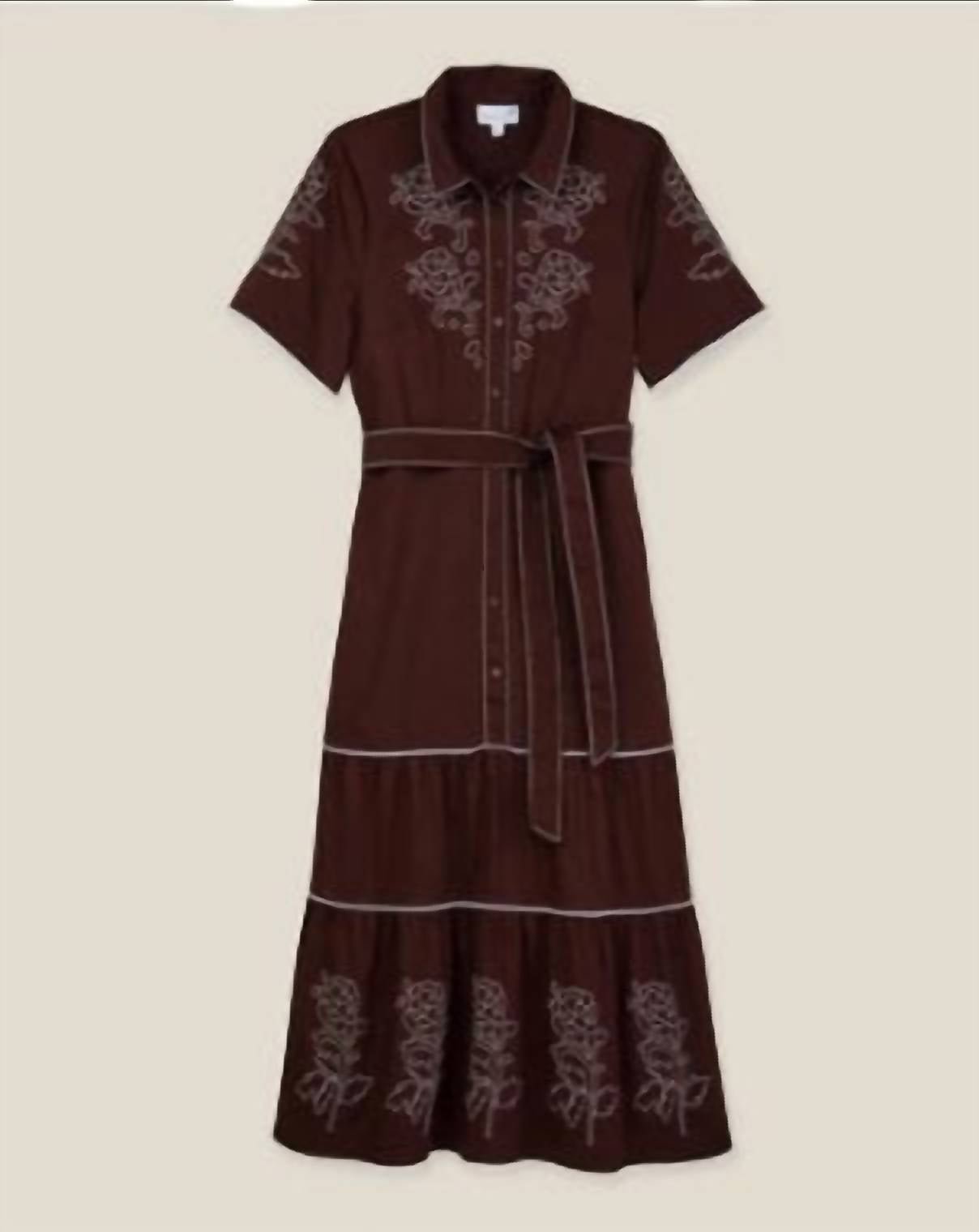 Cartolina Nantucket - Cara Dress - brown - clothing - cotton - blend