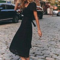 Cartolina Nantucket - Roberta Dress - black - clothing - cotton - blend