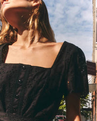 Cartolina Nantucket - Roberta Dress - black - clothing - cotton - blend