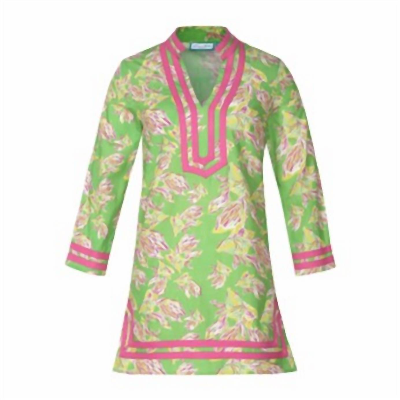 Carvalho Couture - Playing Koi Long Sleeve Cabana Dress - clothing - dresses - green