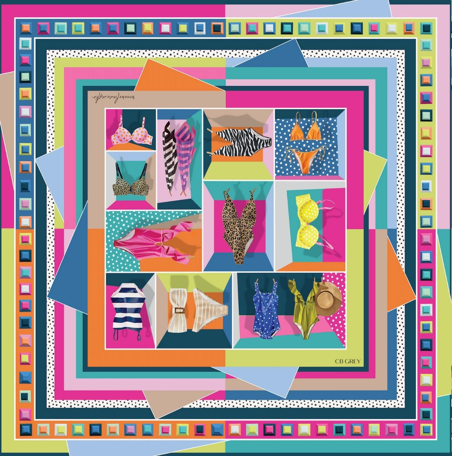 Cb Grey - Silk Scarf - accessories - pink - scarves