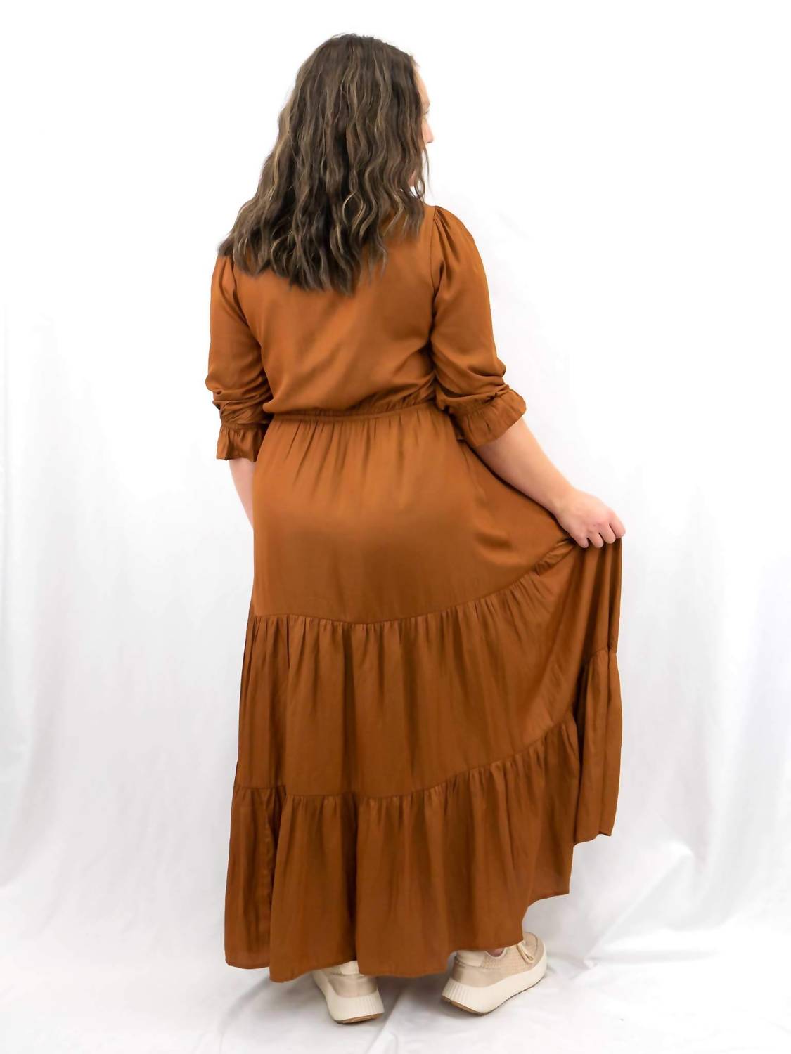Skies Are Blue - Long Sleeve Ruffle Maxi Dress