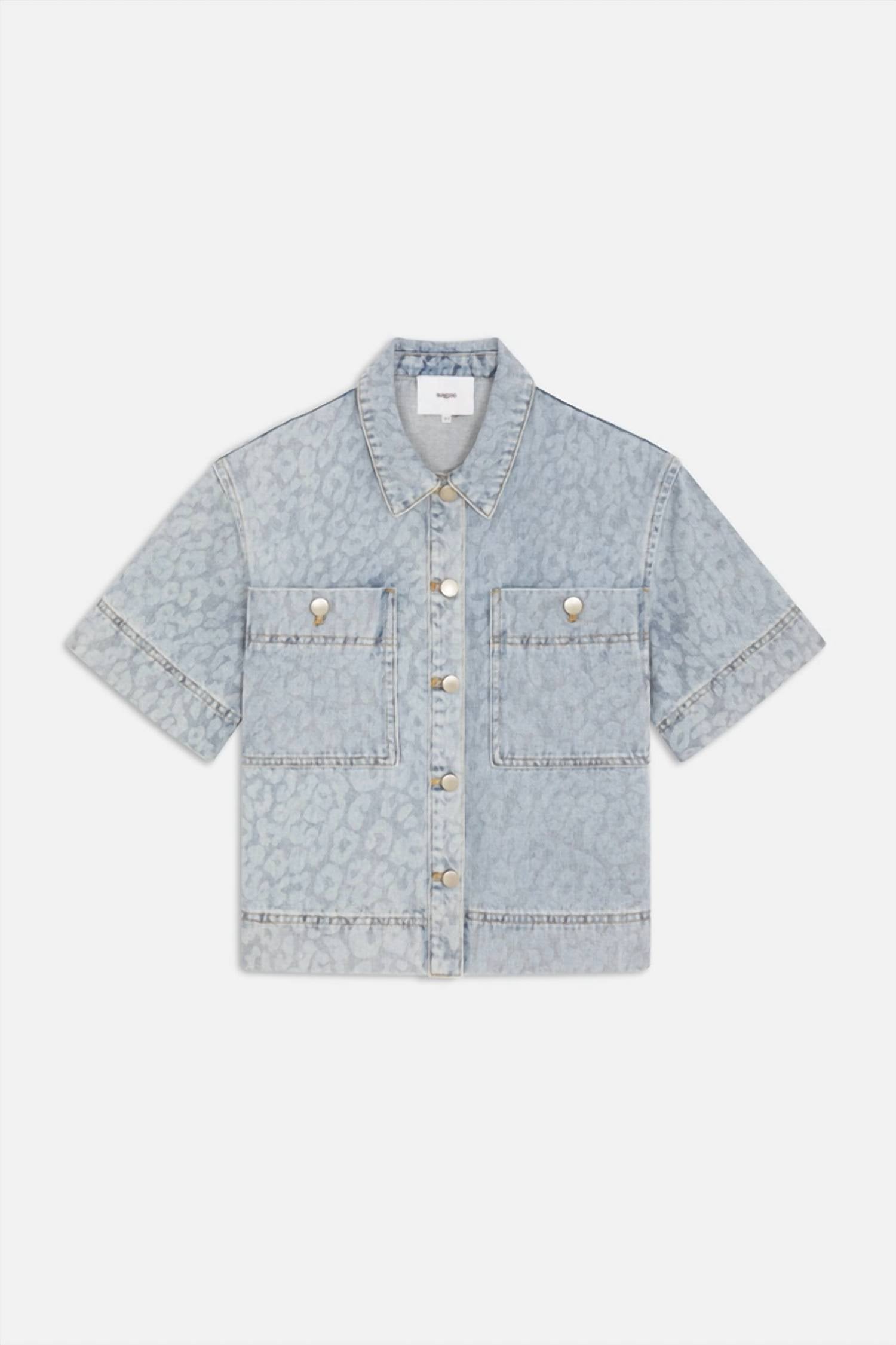 Suncoo - Ladji Leopard Print Denim Blouse