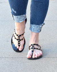 G Stylez - Women's Studded Flat Sandal