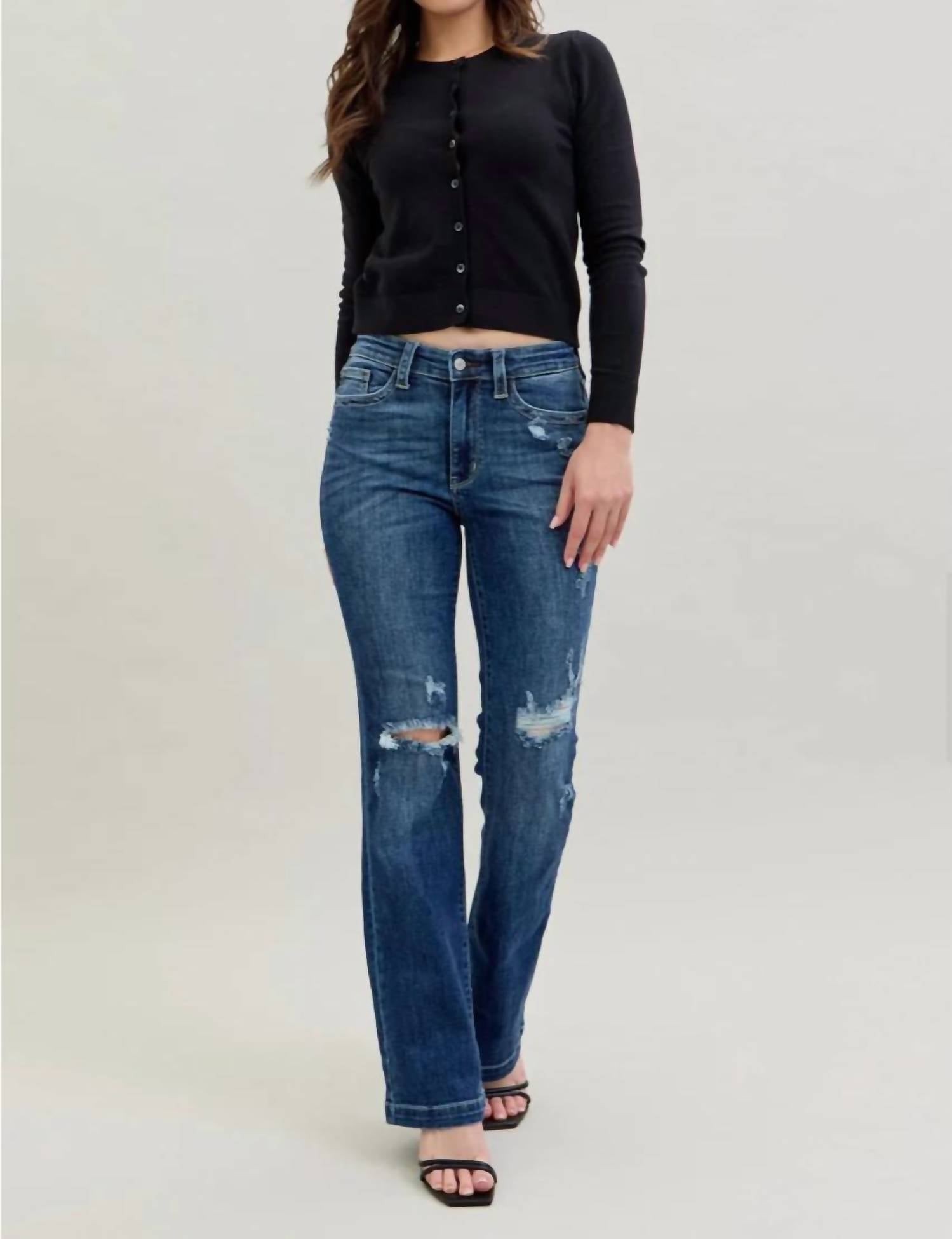 Judy Blue - Mid Rise Hand Sand And Destroy Bootcut Jeans