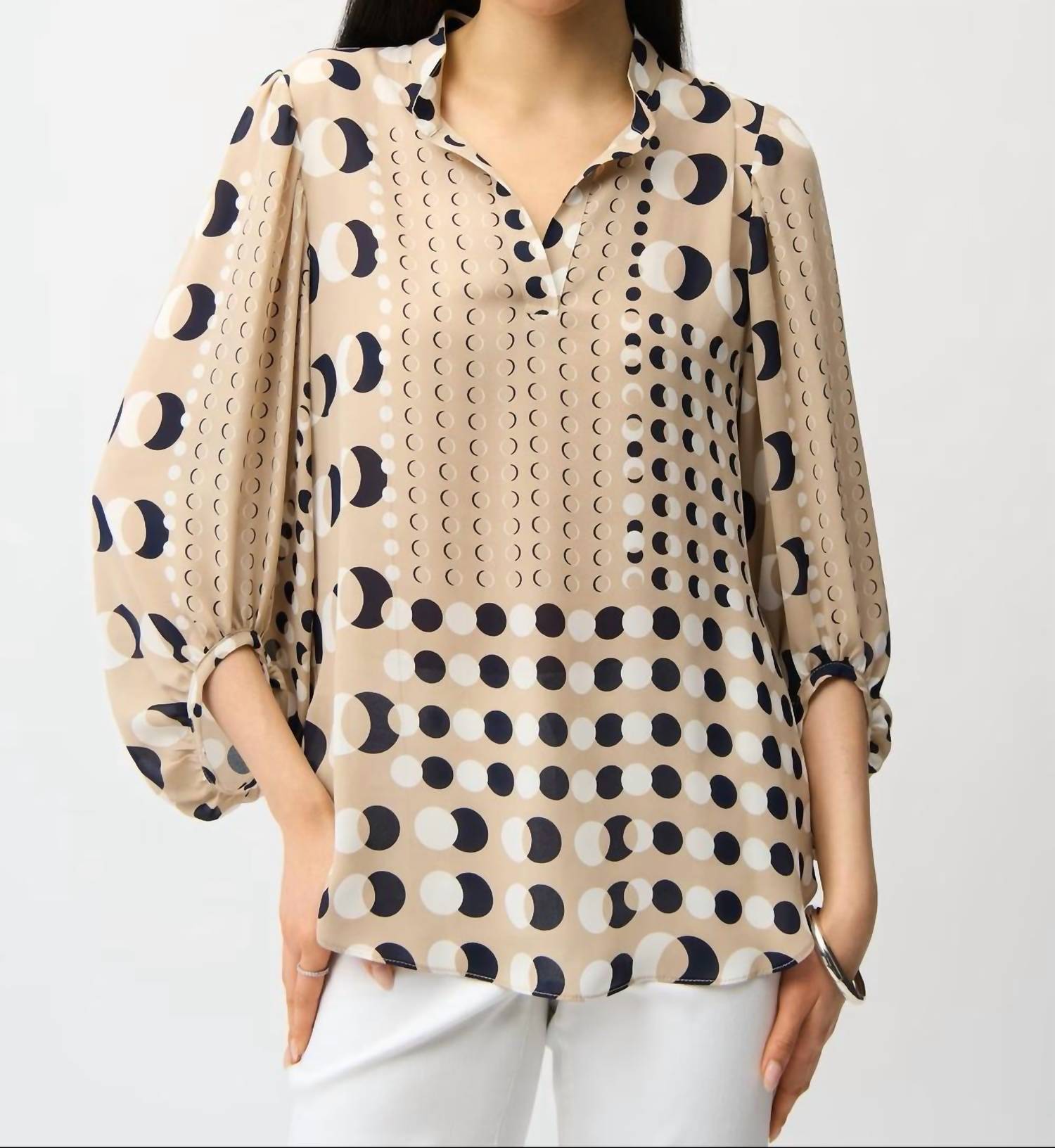 Joseph Ribkoff - Polka Dot Buttoned Tunic Top