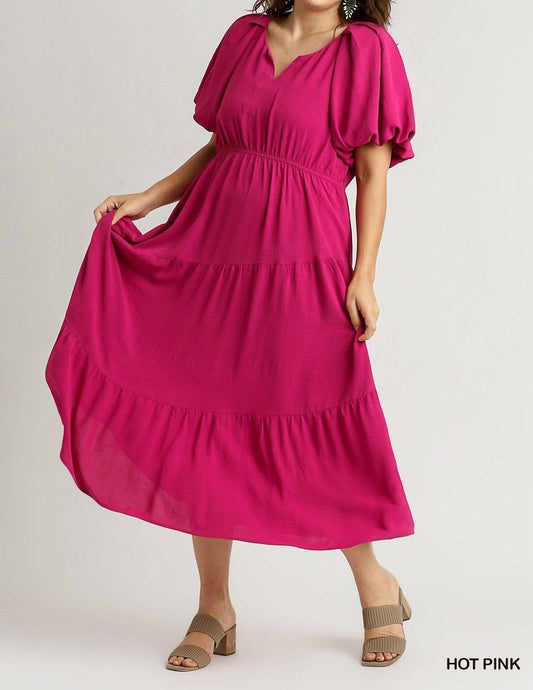 Umgee - Blair Asymmetrical Tiered Midi Dress