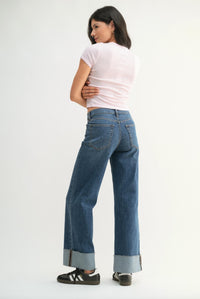 Just Black Denim - Cuffed Wide Ankle Jeans