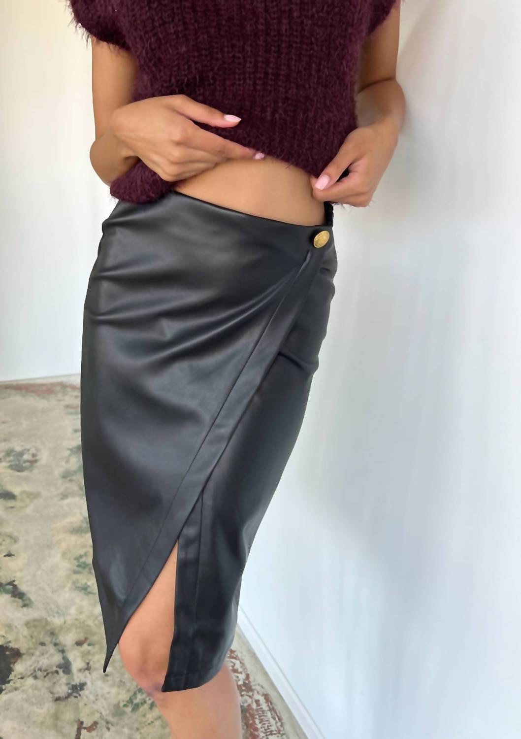 Lola & Sophie - Lenny Vegan Leather Pencil Skirt