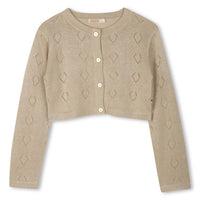 Billieblush Kids' Ceremony Glitter Knitted Cardigan in light beige - kids' sweater