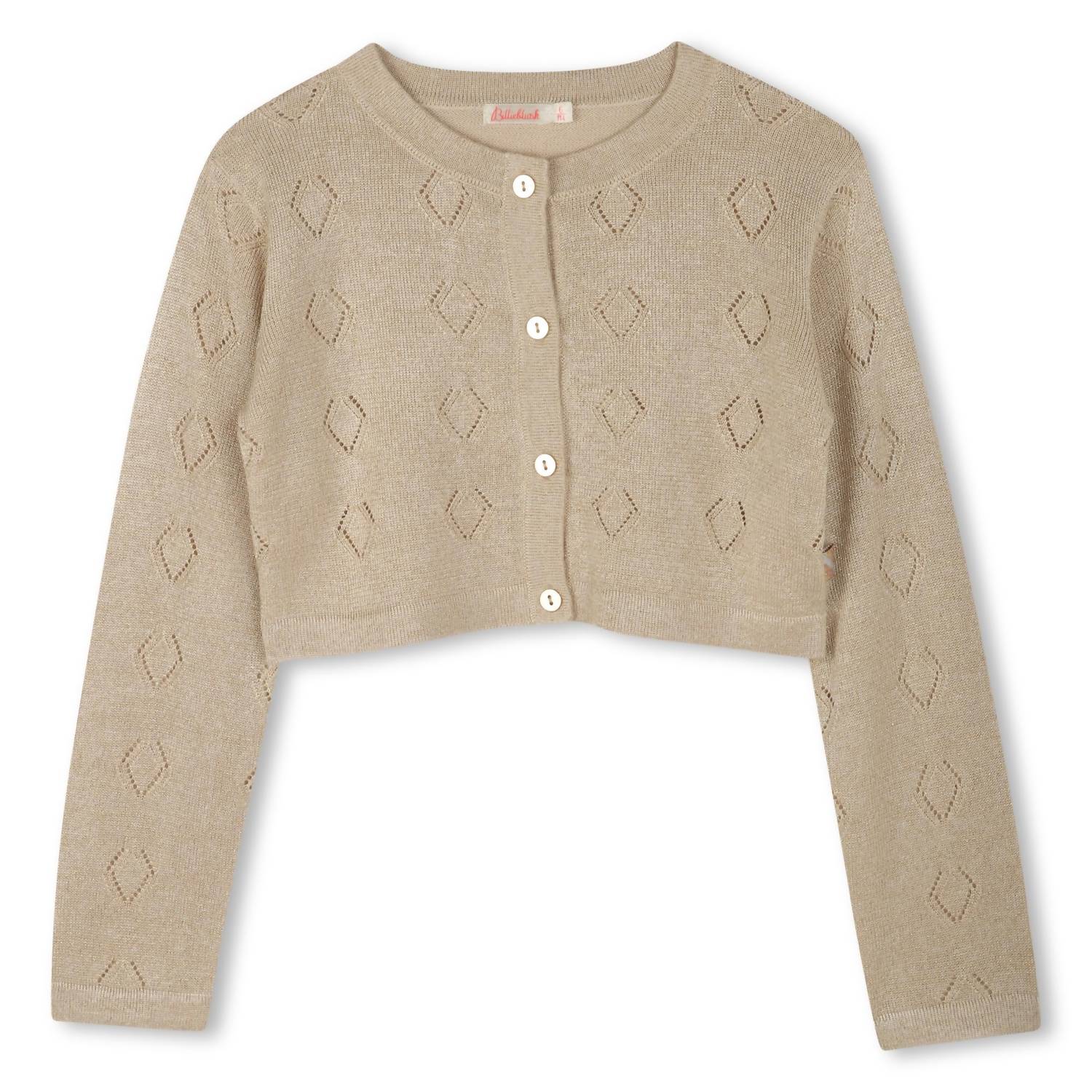 Billieblush Kids' Ceremony Glitter Knitted Cardigan in light beige - kids' sweater