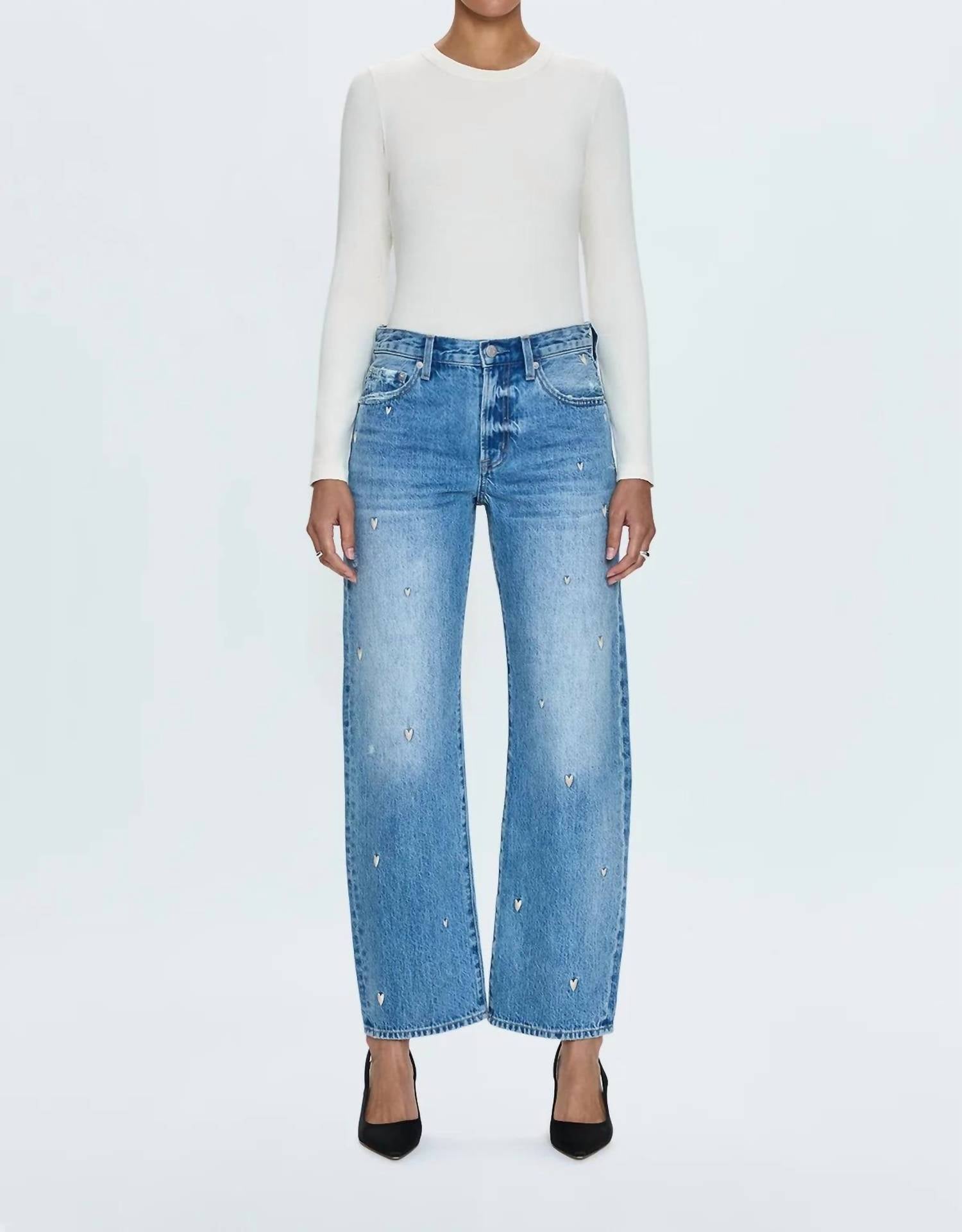 Pistola - Lexi Mid Rise Bowed Straight Leg Jeans
