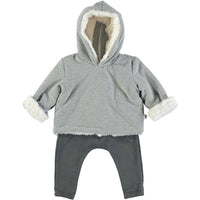 Petit Indi Kid's Pin Stripe Hoodie Set in grey - item - detail view