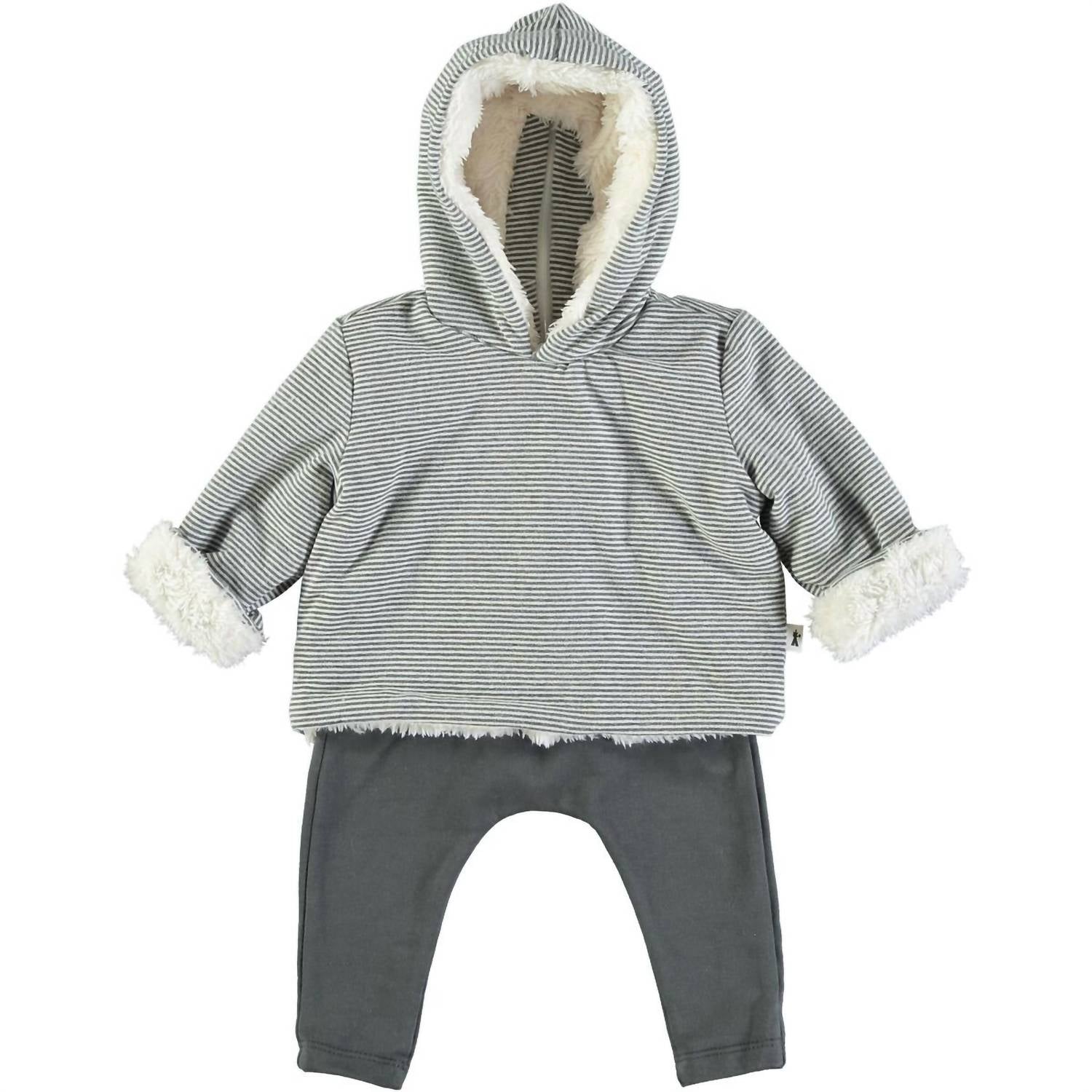 Petit Indi Kid's Pin Stripe Hoodie Set in grey - item - detail view