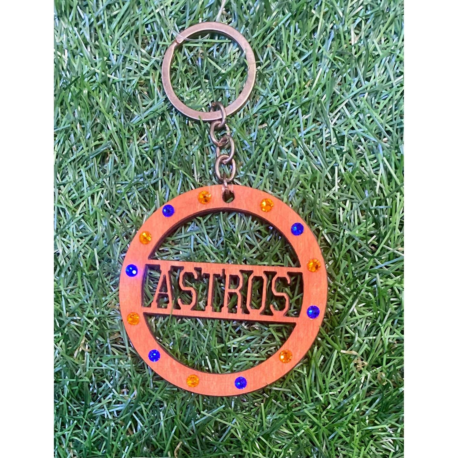Sweet Ginger - Astros Rhinestone Wooden Keychain