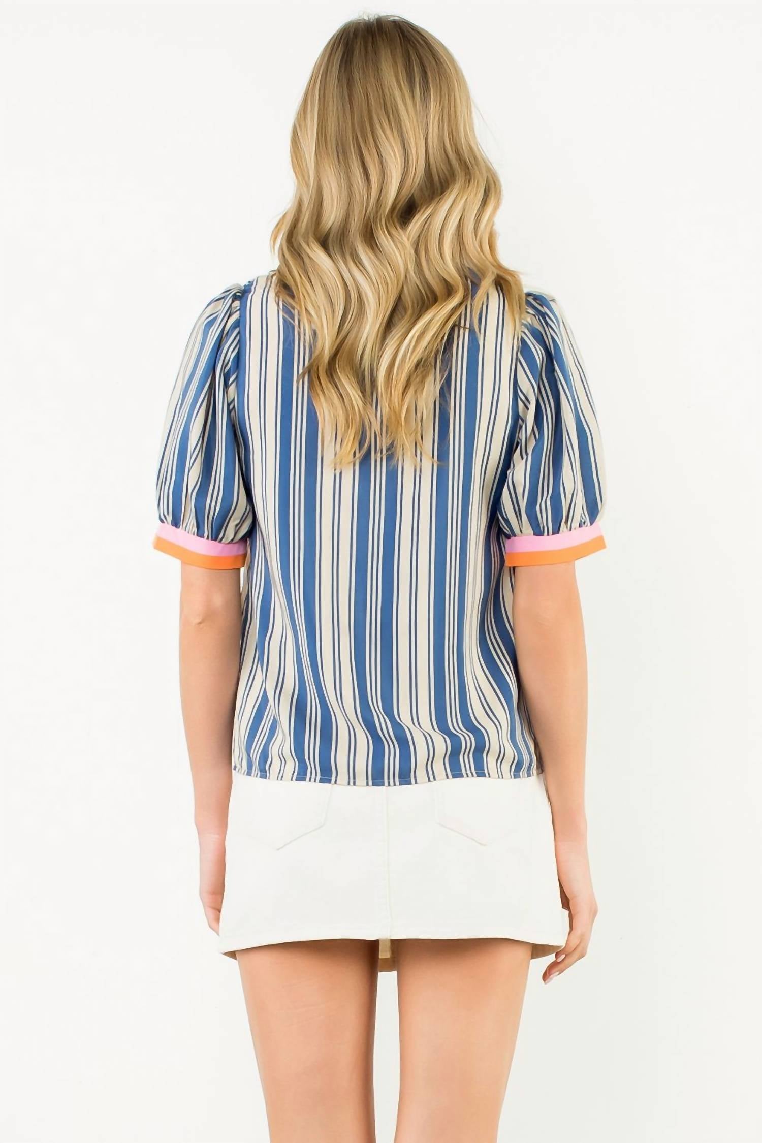 Thml - Short Sleeve Striped V-neck Top