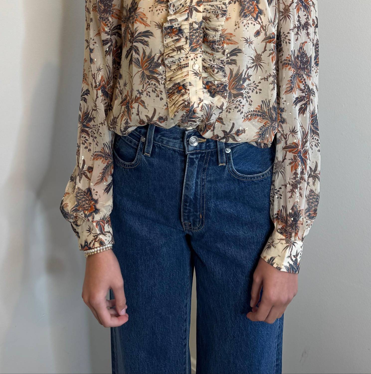 Ulla Johnson Nina Ruffle Placket Blouse in cameo - women's blouse
