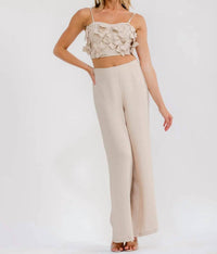 Little Secret Of Mine - Petals & Prosecco Flower Detail Top & Zip Up Pants Set