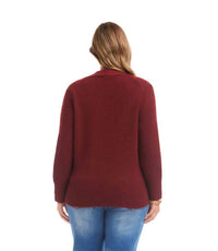 Karen Kane Wrap Sweater - Plus in wine - women's sweater - alternate view