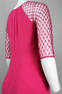 Monique Lhuillier - Women's Rhinestone Illusion Sleeve Dress