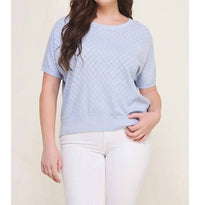 Allie Rose - Short Sleeve Dolman Pointelle Top - Plus
