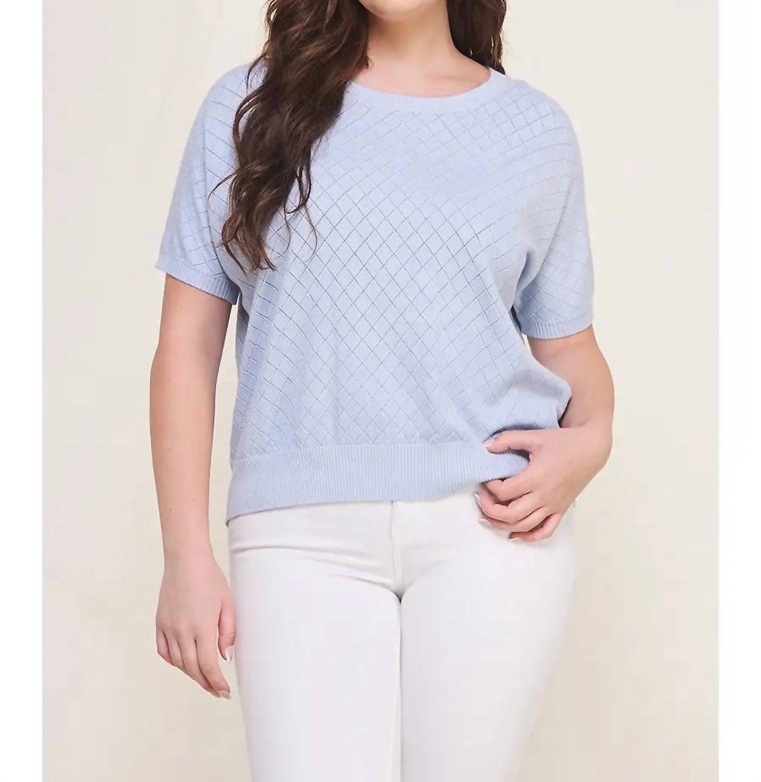 Allie Rose - Short Sleeve Dolman Pointelle Top - Plus