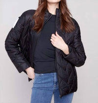 Charlie B - Jacquard Quilted Puffer Jacket