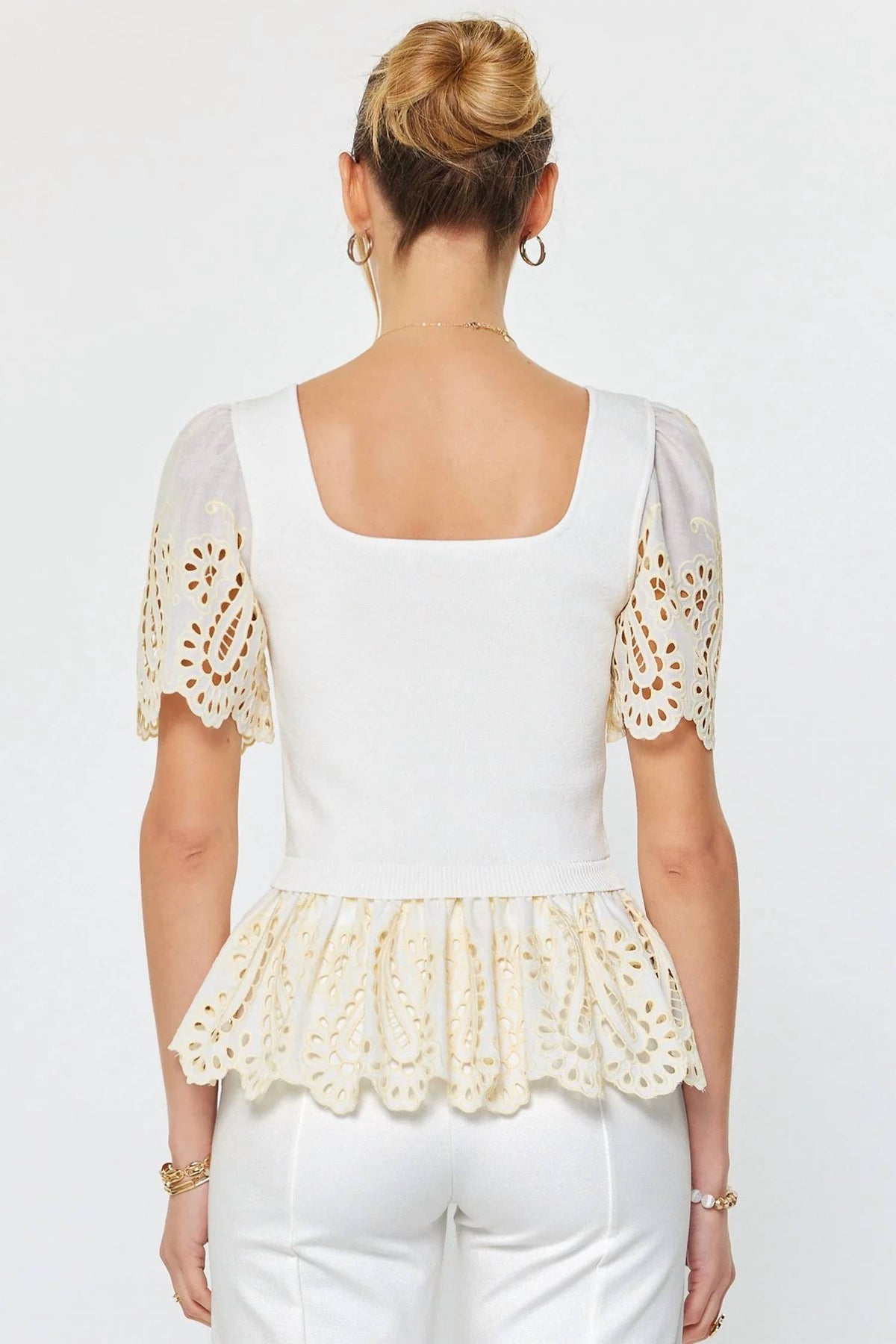 Current Air - Delicate Darling Mixed Media Woven Combo Top