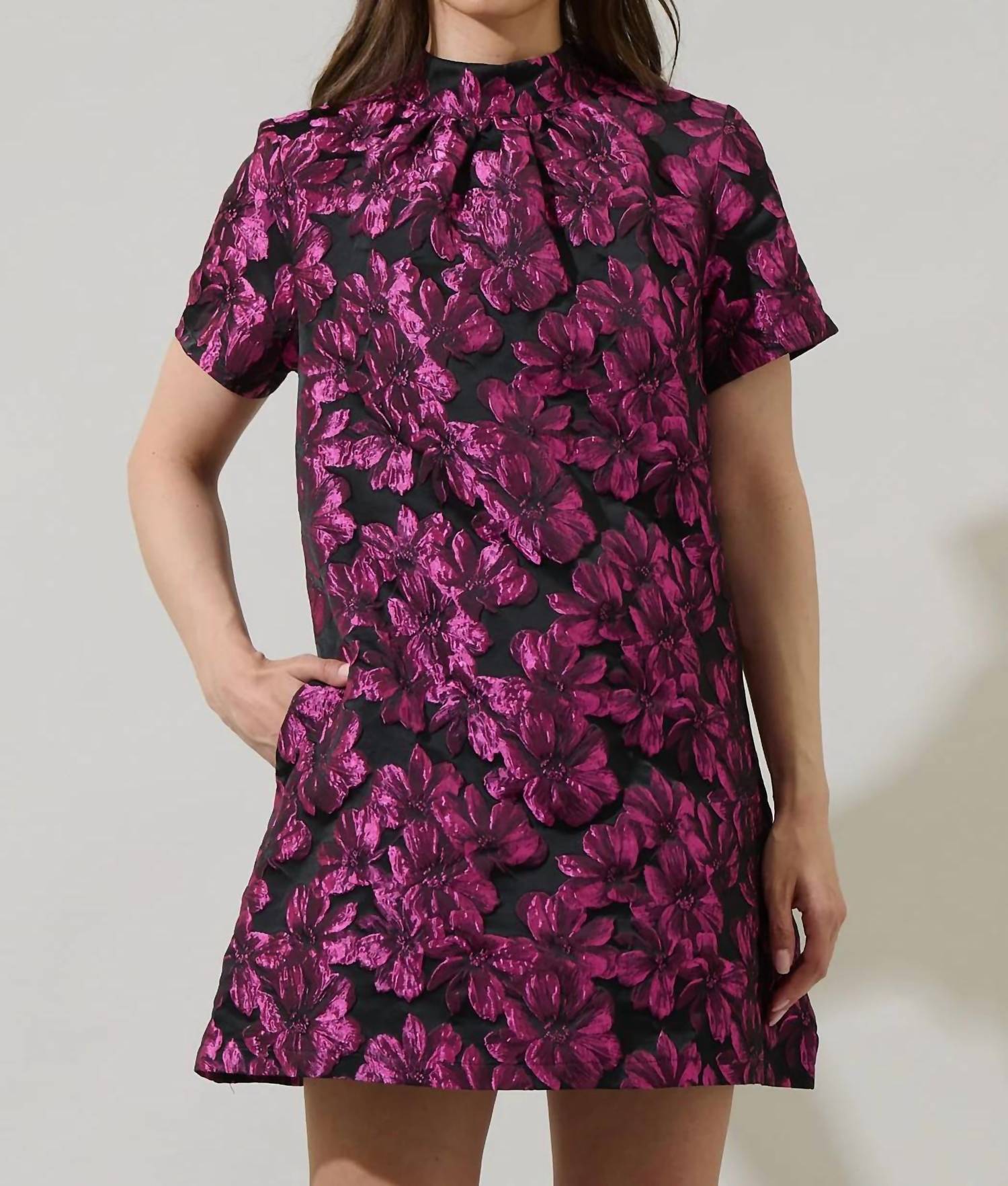 Sugarlips - Bethan Jacquard Floral Nova Back Bow Tie Mini Dress