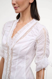 Staud - Paolina Tie Cinched Sleeves Top