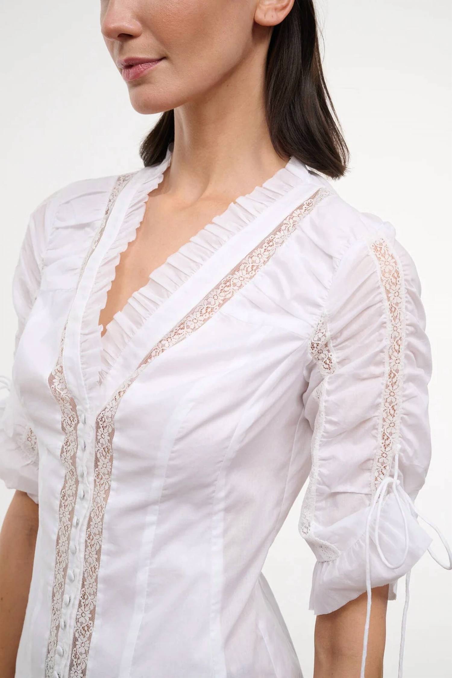 Staud - Paolina Tie Cinched Sleeves Top