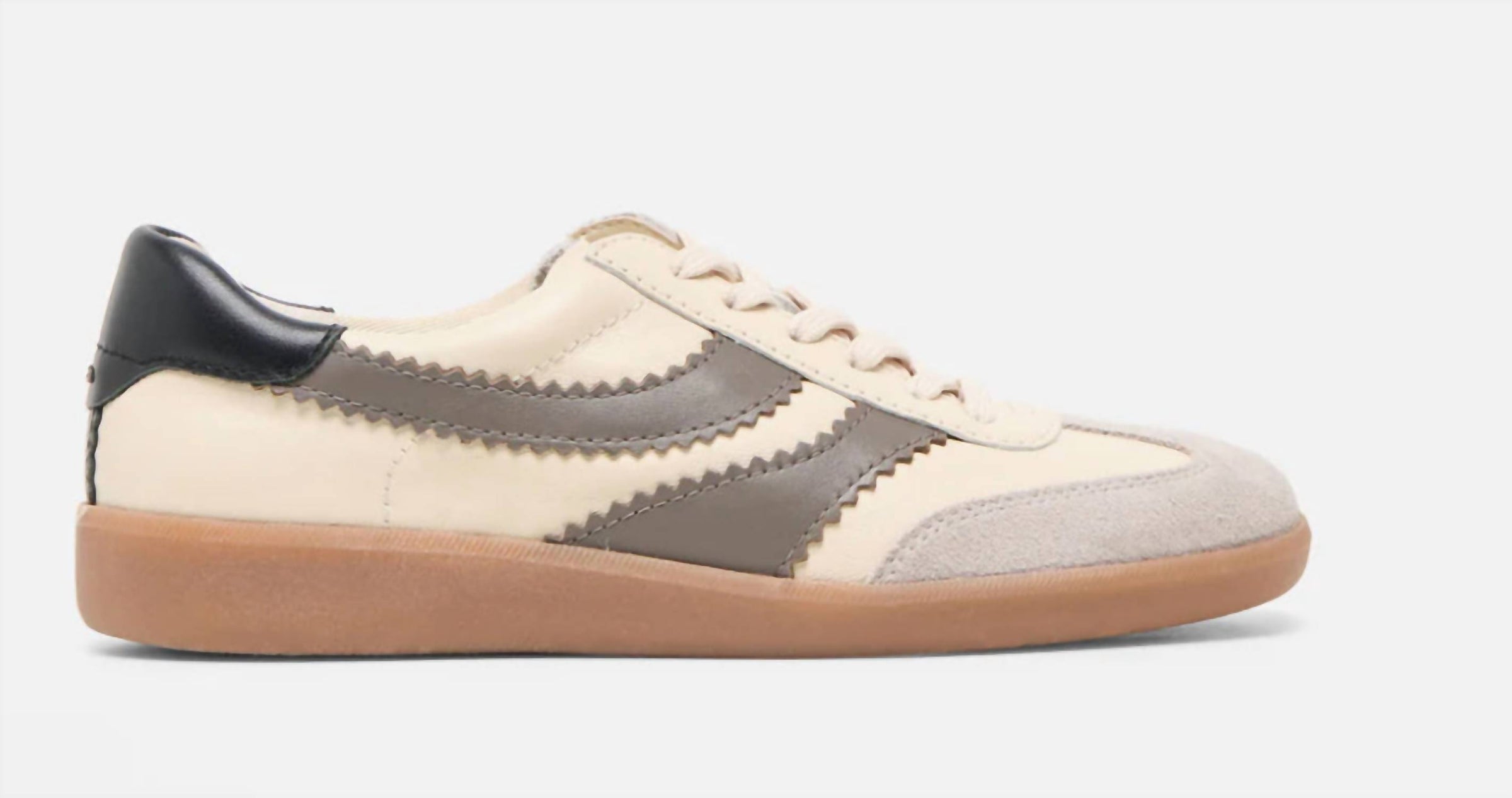 Dolce Vita Women's Merit Leather Sneaker in white grey - women's sneaker - detail view