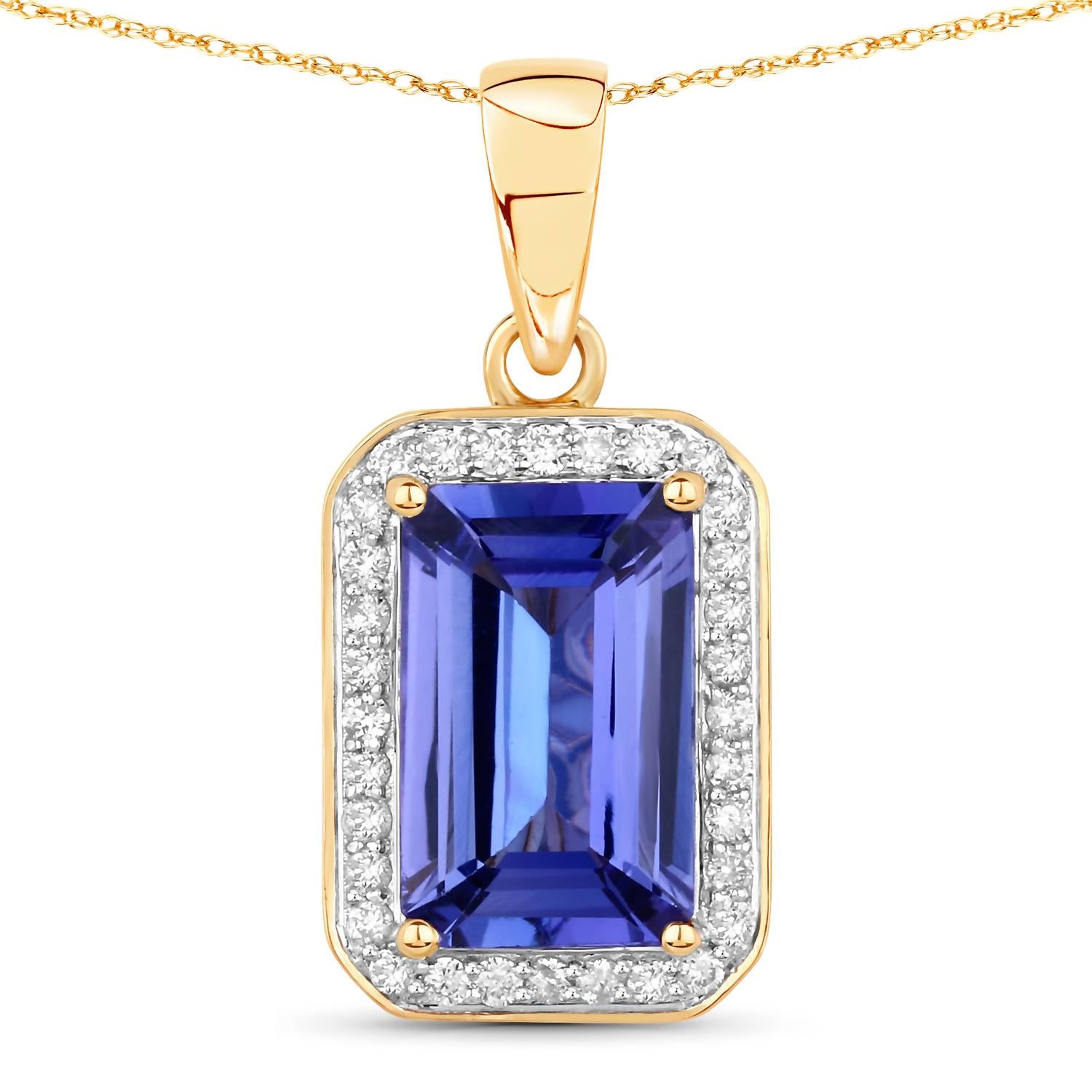 Diana M Jewels Women's Octagon Natural Tanzanite Pendant Necklace (2.15 Ct) - Classic Plus in 14k yellow gold - women's jewelry - detail view