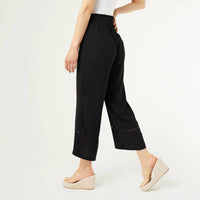 COCO + CARMEN Karsyn Wide Leg With Eyelet Detail Pants in black - women's pants - detail view