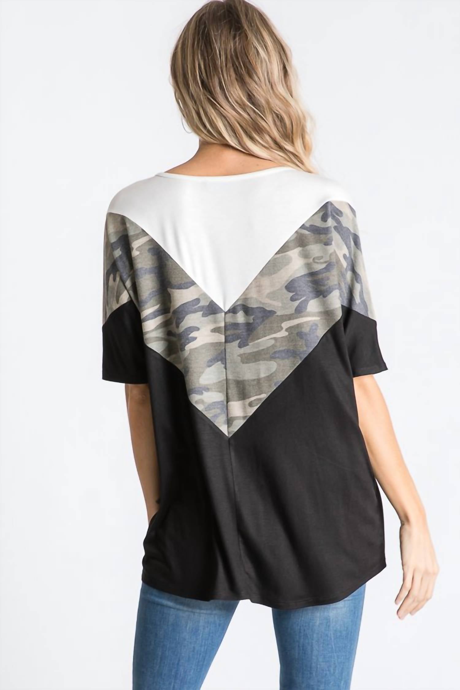Heimish Usa - Camo Color Block Top