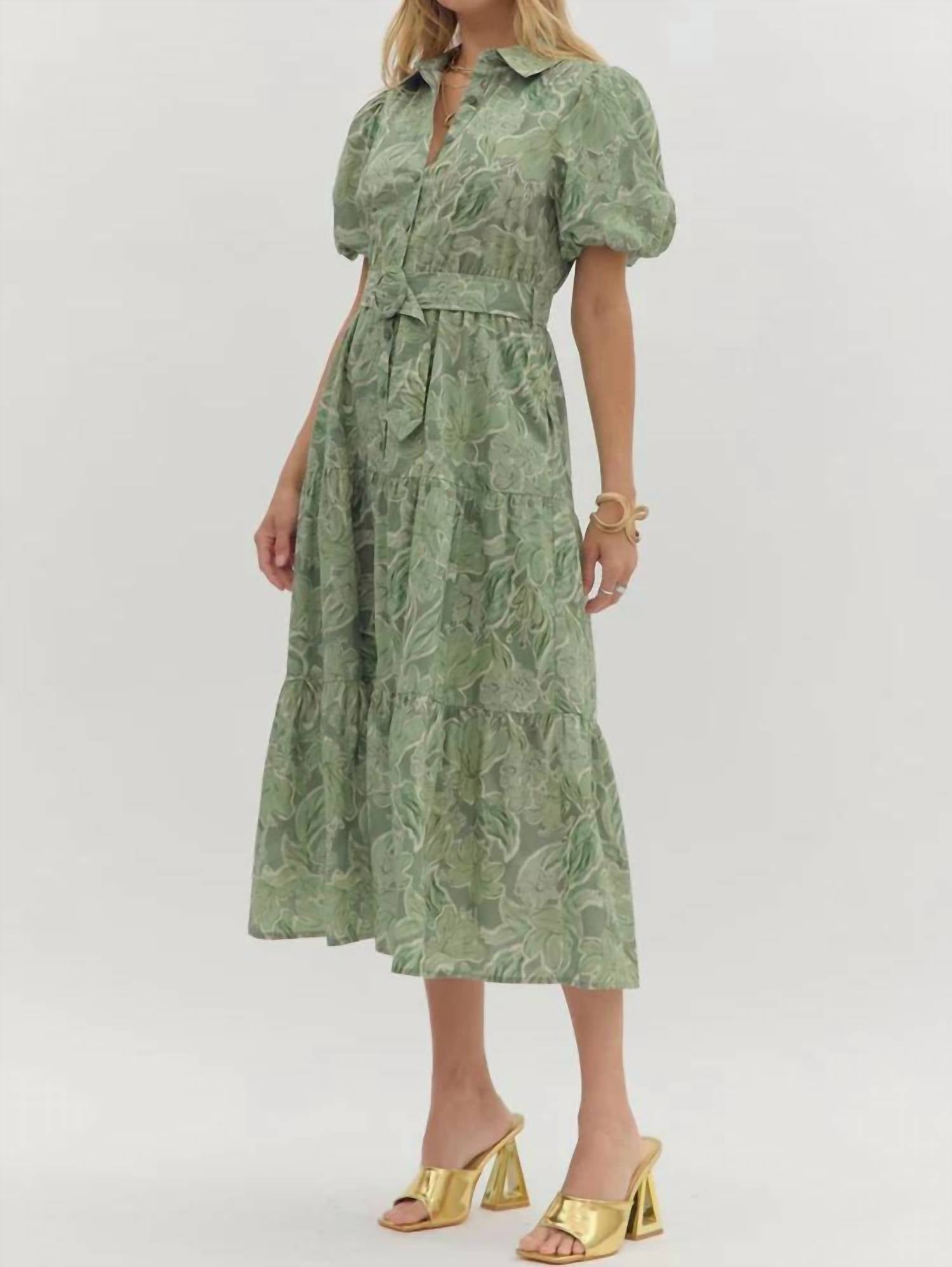 Entro - Women's Lorelai Belted Tiered Midi Dress