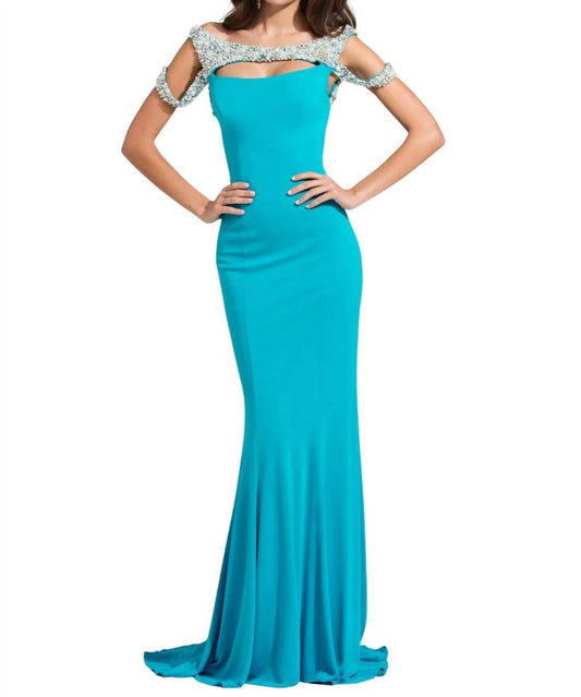 Ashleylauren - Beaded Jersey Evening Dress