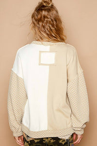 Pol - Vintage Washed Long Sleeve Peace Patch Front Top