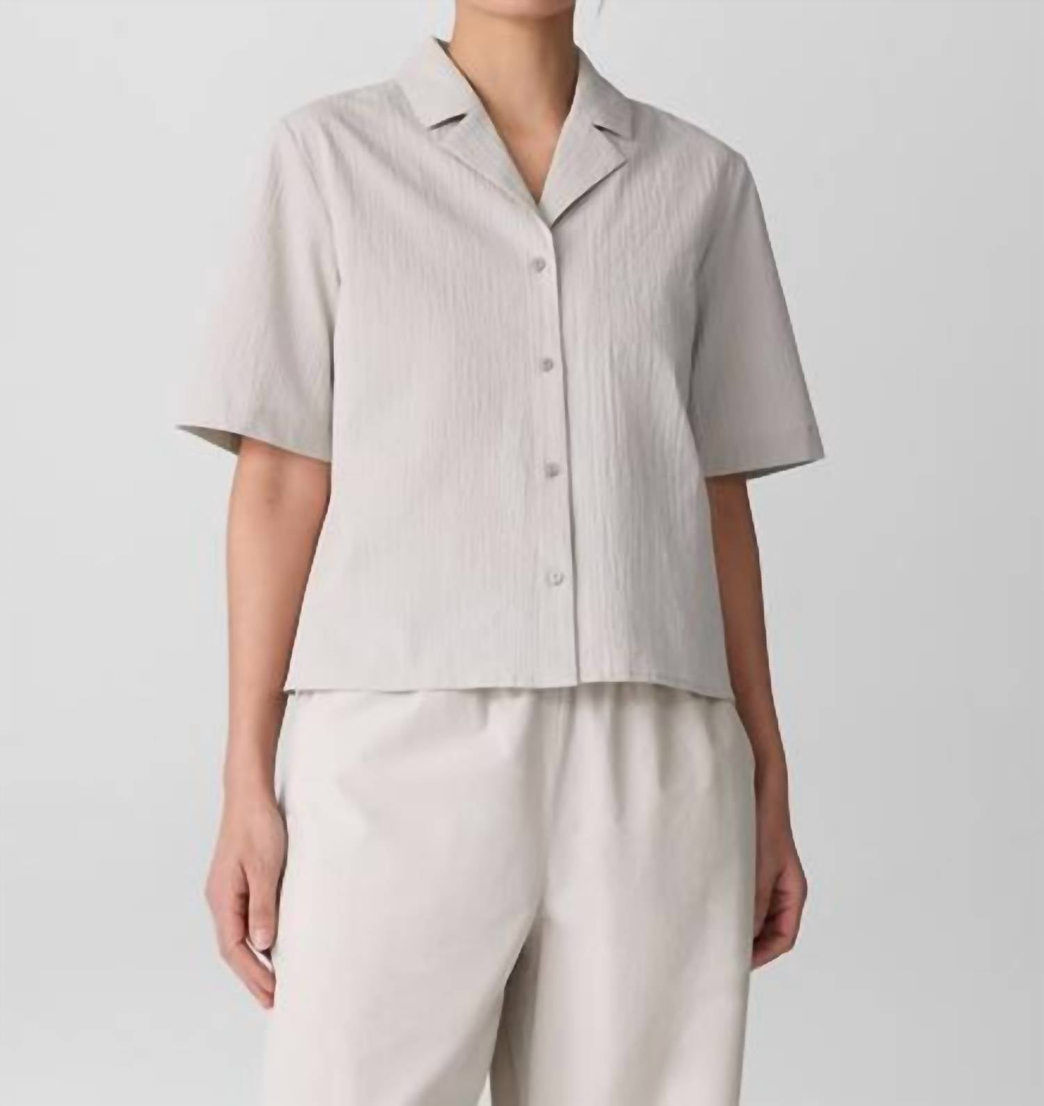 Eileen Fisher - Notch Collar Short Sleeve Shirt