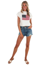 Le Lis - Freedom Found Boxy Short Sleeve Sweater