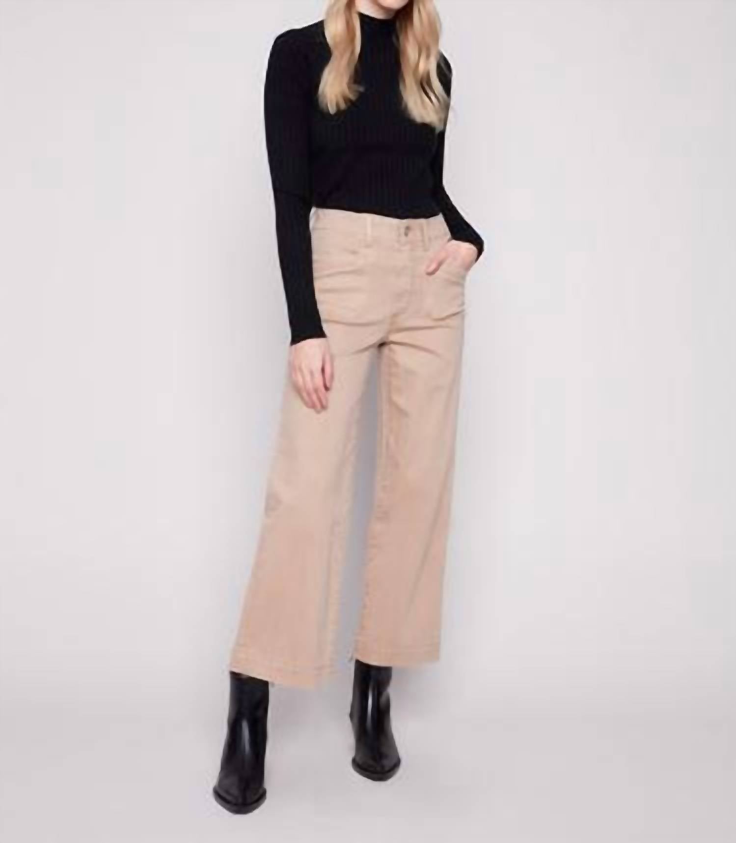 Charlie B - Cropped Wide Leg Stretch Twill Pants